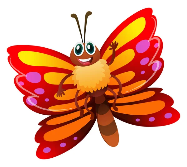 Vlinder met rode en gele vleugels — Stockvector