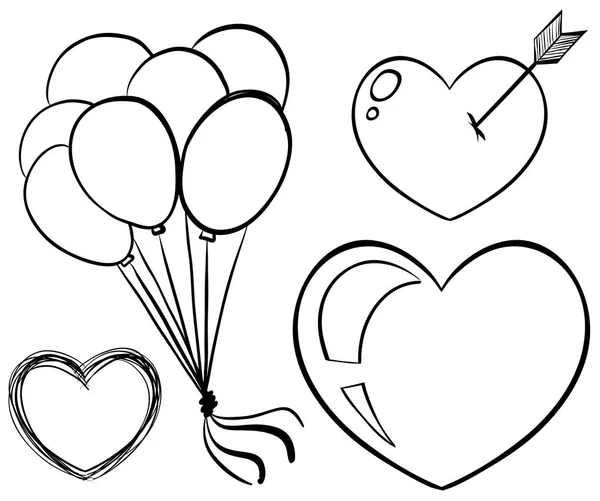 涂鸦艺术气球和心 — 图库矢量图片