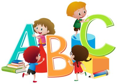 İngilizce alfabe blok çocuklarla