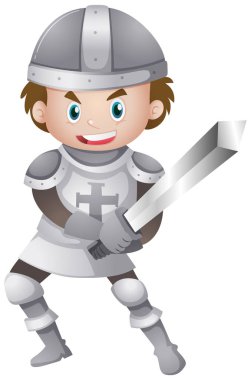 Kılıç tutan zırh giymiş yakışıklı şövalye