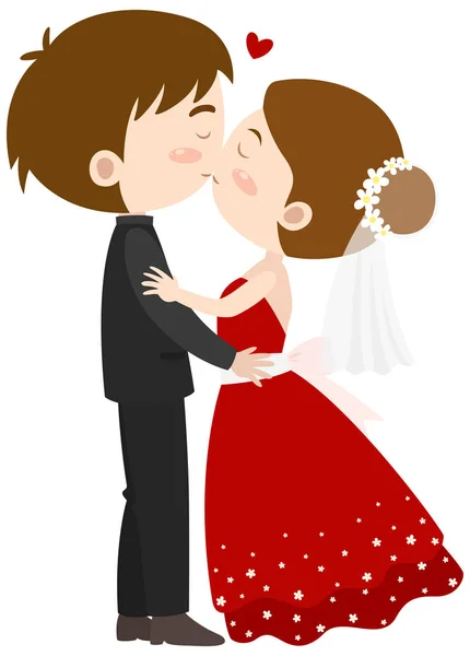新郎新娘亲吻 — 图库矢量图片