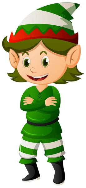 Elf w zielony kostium — Wektor stockowy