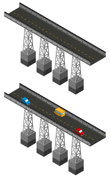 Puente de diseño con coches — Vector de stock