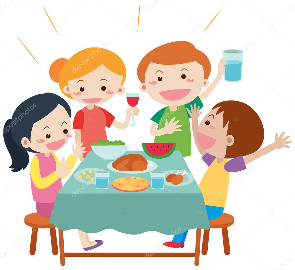 Clipart Repas Entre Amis - Repas Entre Amis Vectoriels et illustrations