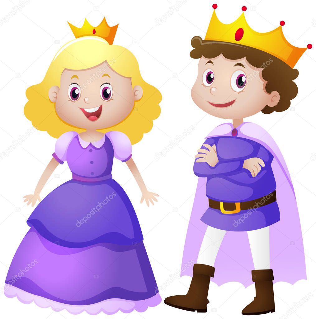 King and queen in purple costume