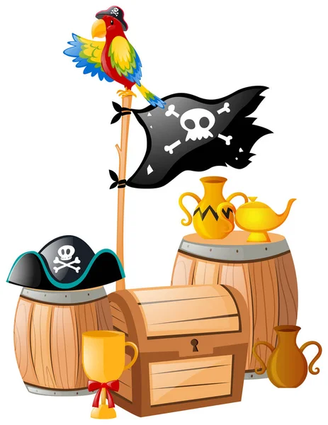 Пиратский флаг и сундук — стоковый вектор