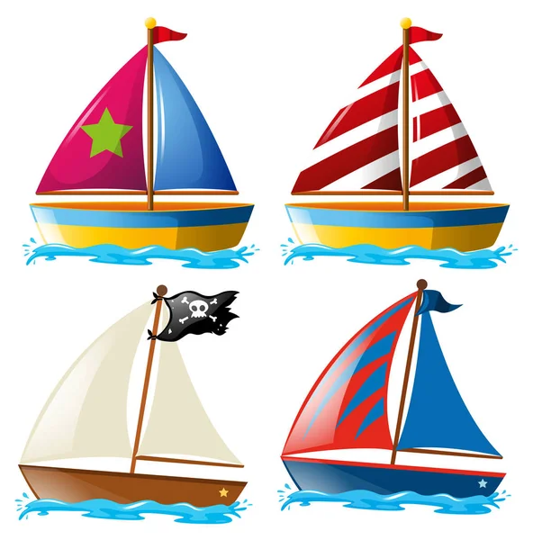 Four designs of sailboats — Stock Vector