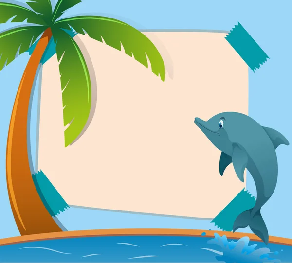 Papierschablone mit Delfin im Ozean — Stockvektor