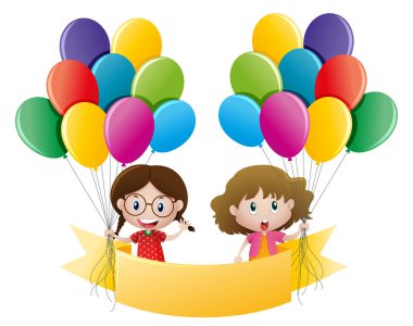 Banner şablon süsleyen ve balonlar