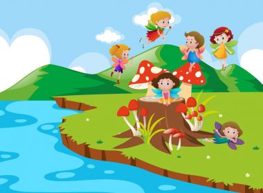 Parkta nehre uçan periler