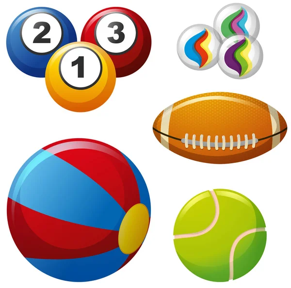 Пять различных видов мячей — стоковый вектор