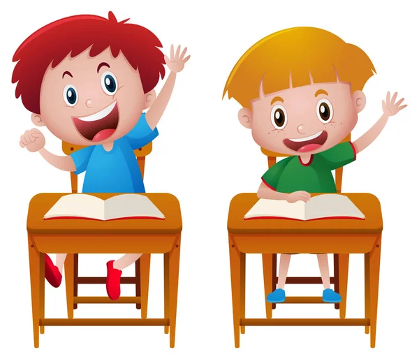 Zwei Jungen im Klassenzimmer — Stockvektor