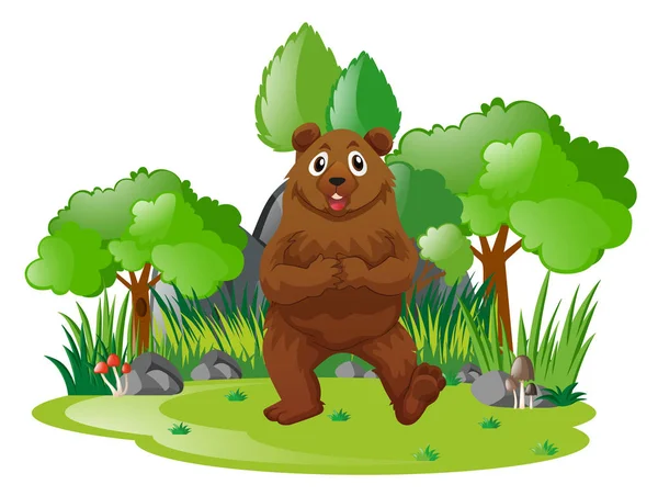 Коричневий ведмідь у лісі — стоковий вектор