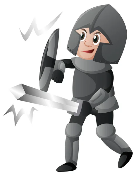 Cavaleiro com escudo e espada — Vetor de Stock