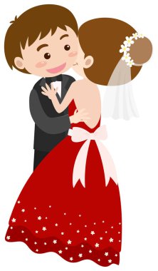 Gelin ve damat sarılıyor.