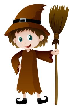 Cadı holding sihirli süpürge sopası