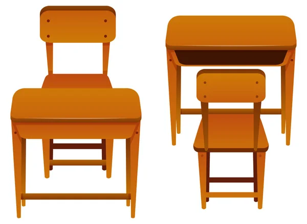 Desks and chairs made of wood — Stock Vector