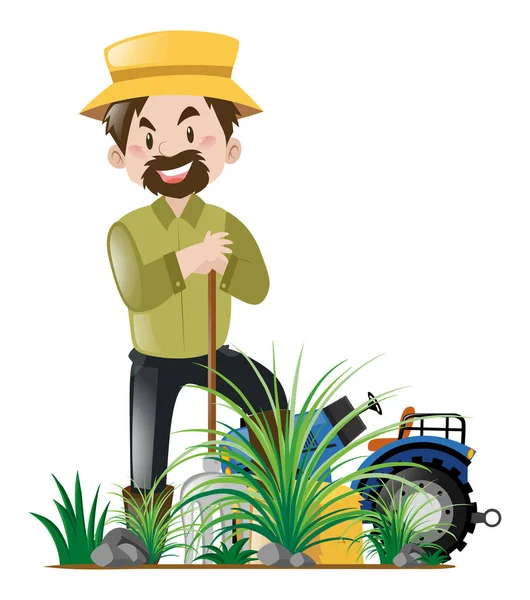 Jardinero trabajando en el jardín — Vector de stock