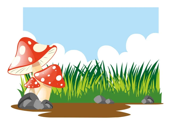 Scène aux champignons et à l'herbe — Image vectorielle