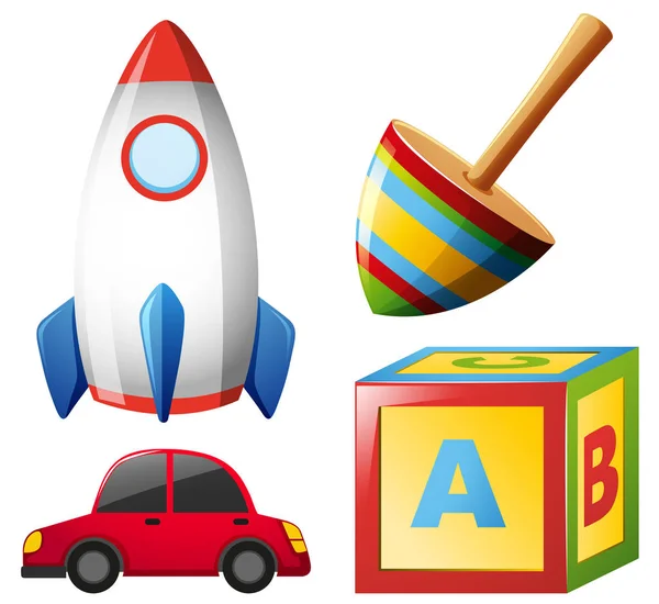 Four types of toys — Stock Vector