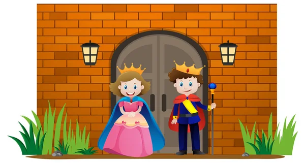 Prince et princesse au palais — Image vectorielle