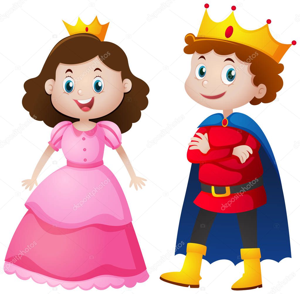 Prince and princess with happy face