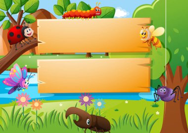 Ahşap panoları ve böceklerin farklı türleri