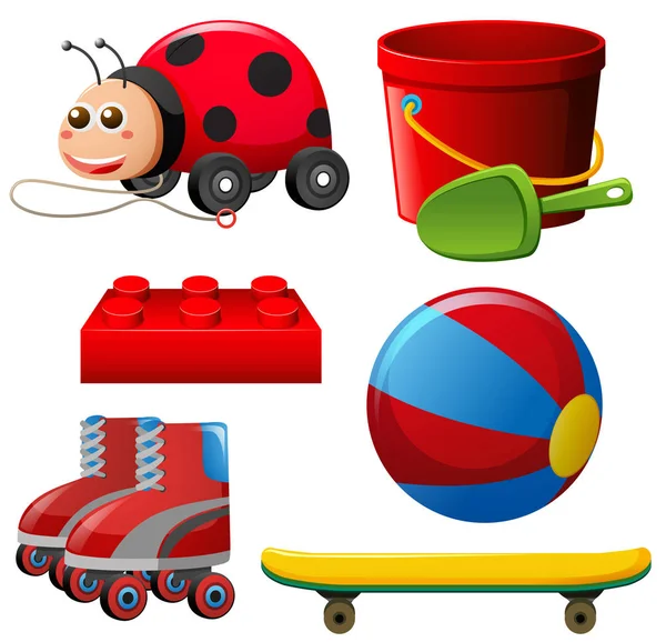 Różne zabawki w kolorze czerwonym — Wektor stockowy