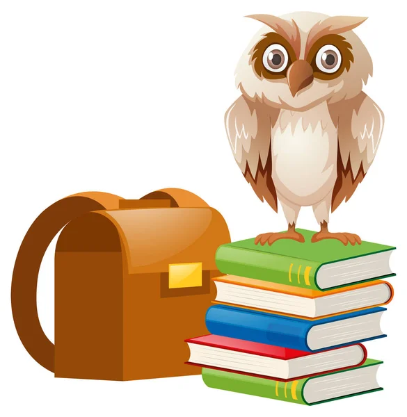 Hibou debout sur une pile de livres — Image vectorielle