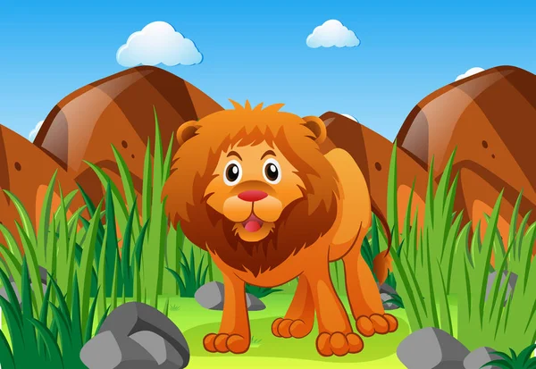 Lion sauvage dans la forêt — Image vectorielle