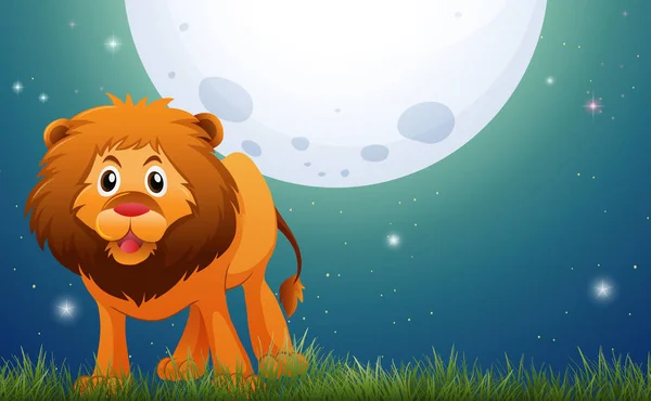 Lion sauvage dans le champ la nuit — Image vectorielle