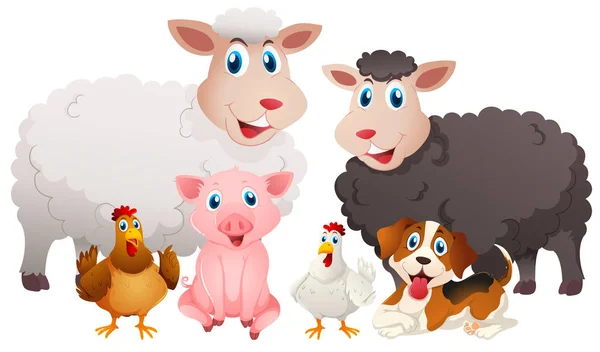 Different types of farm animals — Stock Vector