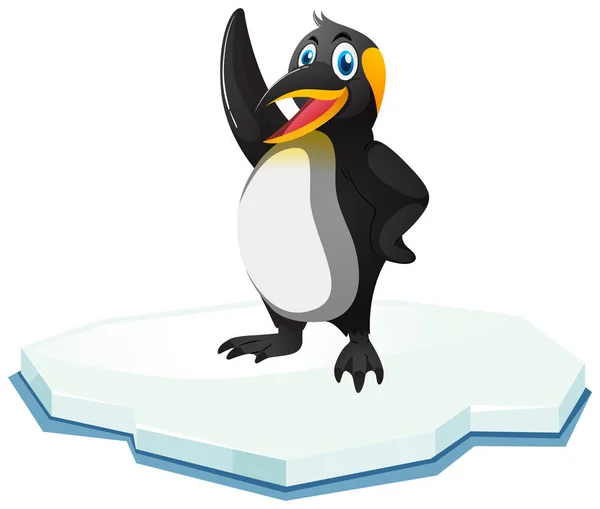 Милый пингвин стоит на льду — стоковый вектор