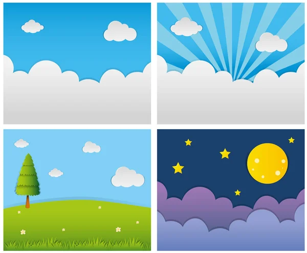 Four different background scenes — Stock Vector