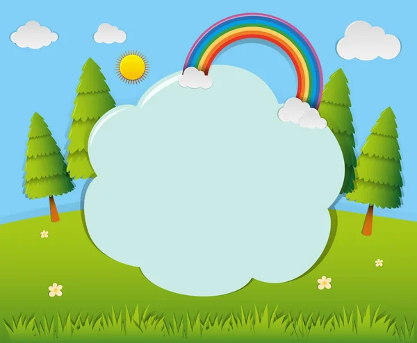 Border template wiht rainbow in the park — Stock Vector