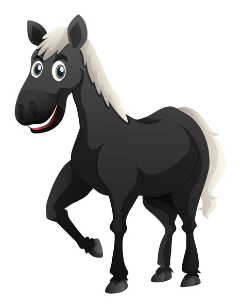 Schwarzes Pferd mit weißer Mähne — Stockvektor