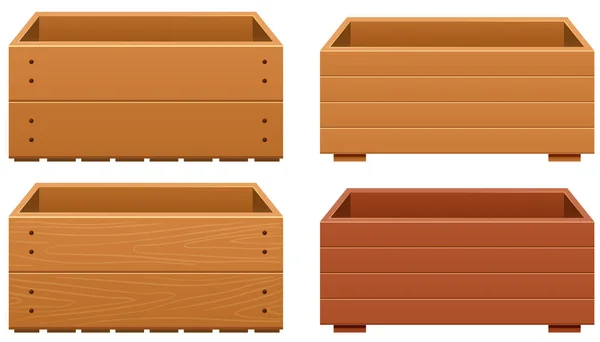 Diseños de cajas de madera con diferentes texturas de madera — Vector de stock