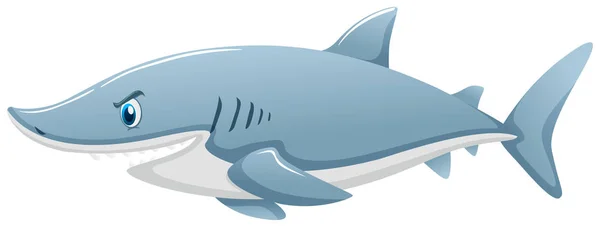 Tubarão selvagem no fundo branco — Vetor de Stock