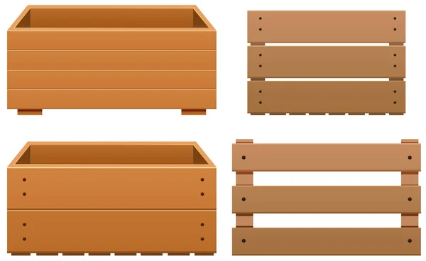 Різні конструкції дерев'яної коробки — стоковий вектор