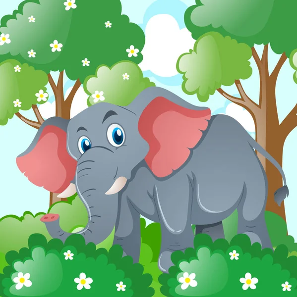 Šedý slon v džungli — Stockový vektor