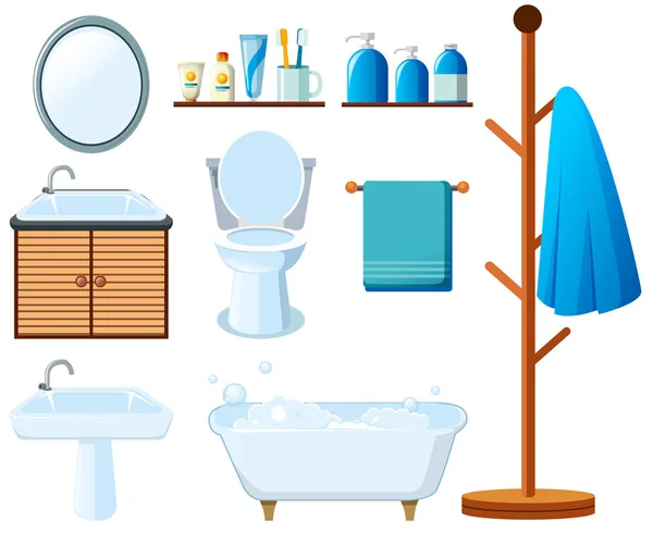 Équipements de salle de bains sur fond blanc — Image vectorielle