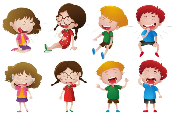 Niños y niñas riendo — Vector de stock