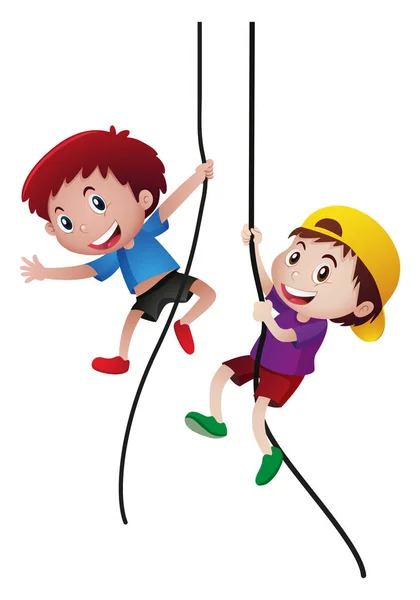 Deux garçons grimpant la corde — Image vectorielle
