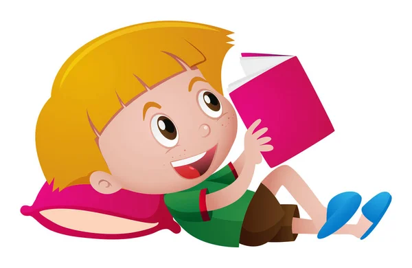 Μικρό αγόρι διαβάζει το βιβλίο — Διανυσματικό Αρχείο
