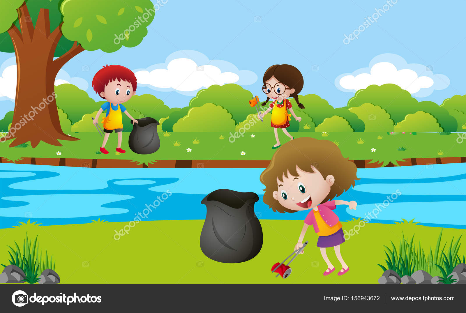 Kids cleaning up the park Stock Vector Image by ©brgfx #156943672 Kids cleaning up the park Stock Vector Image by ©brgfx #156943672