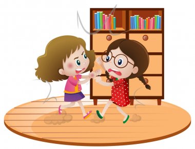 İki kız kavga odasında