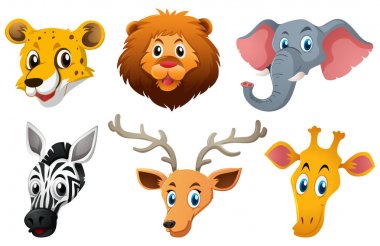 Mutlu bir gülümseme ile vahşi hayvan başları