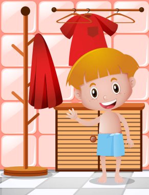 Mavi havlu küçük çocuk