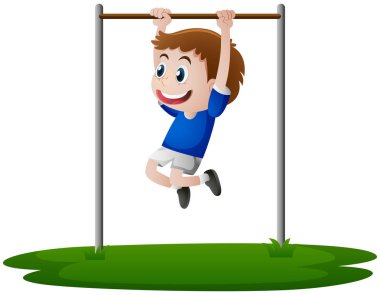 Mutlu çocuk egzersiz üzerinde bar