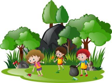 Çocuk bahçesinde çöp toplamak